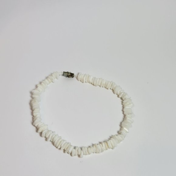 Vintage 80s 90s Hawaiian Beach Tiki White Puka Shell Seashell Bracelet Anklet - Picture 3 of 5